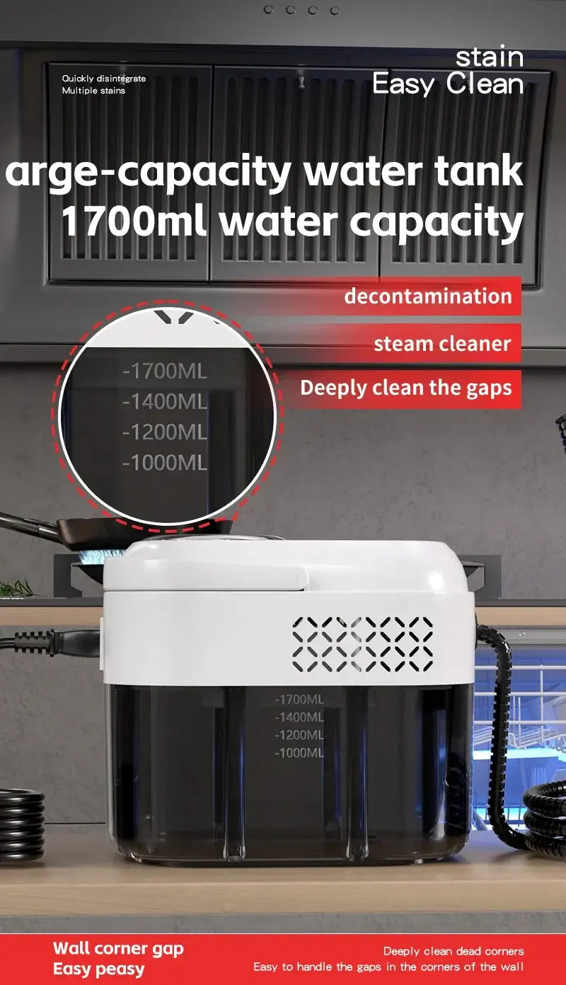 1500W Handheld Steam Cleaner, 110V/220V with large-capacity 1700ml water tank for deep cleaning