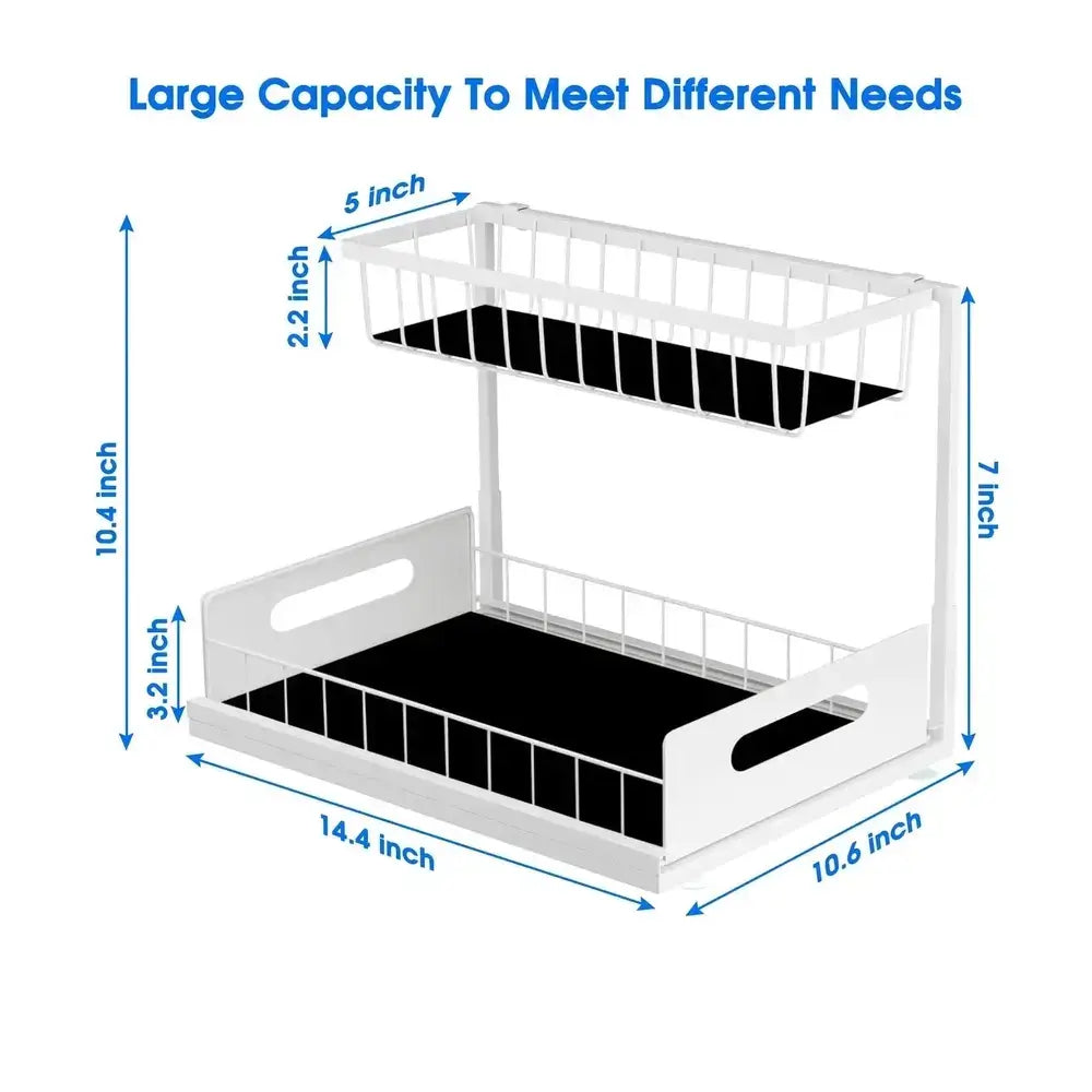 Under Sink Organizer – 2-Tier Sliding Pull-Out Cabinet Basket for Kitchen & Bathroom – Cabinet Organizer