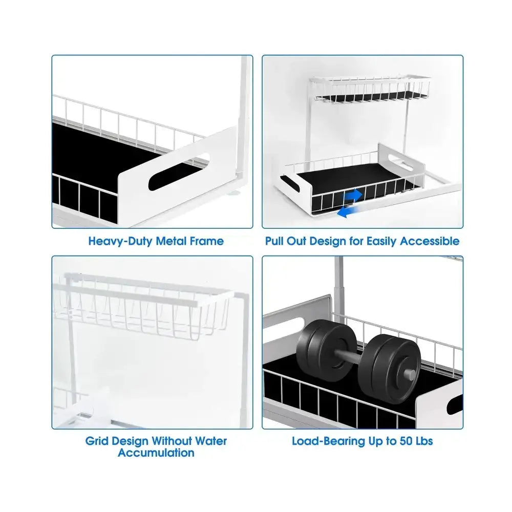 Under Sink Organizer – 2-Tier Sliding Pull-Out Cabinet Basket for Kitchen & Bathroom – Cabinet Organizer