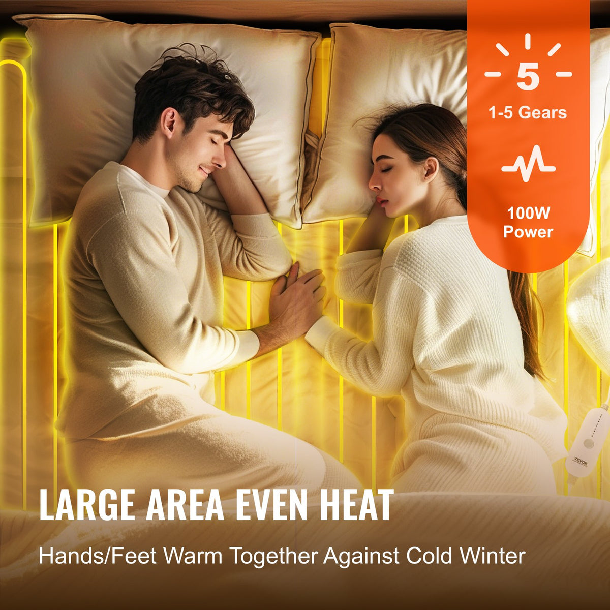 twin heated mattress pad with 5 heat settings and 100W power for even warmth on twin beds