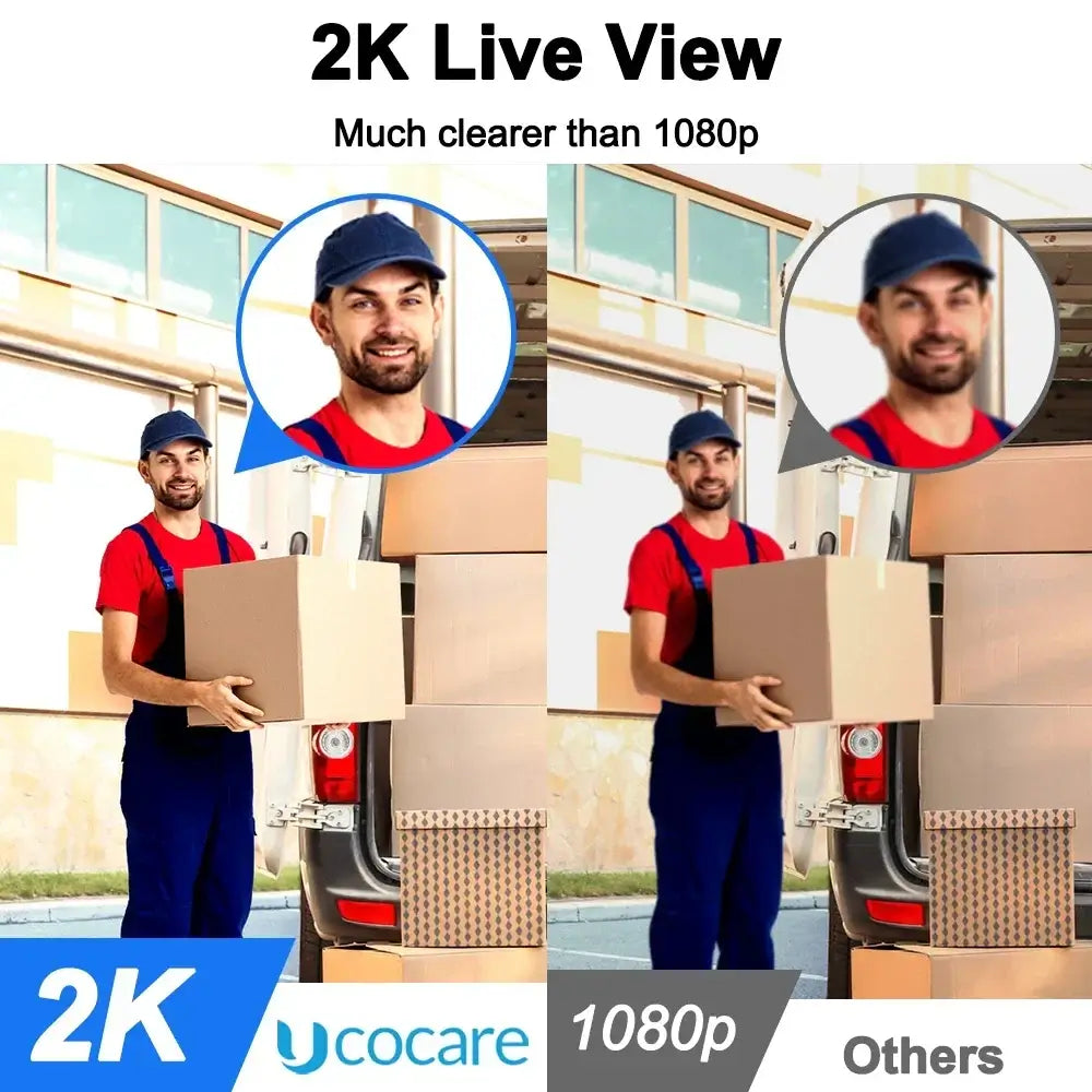 2K wireless video doorbell with chime, night vision, and Alexa compatibility.