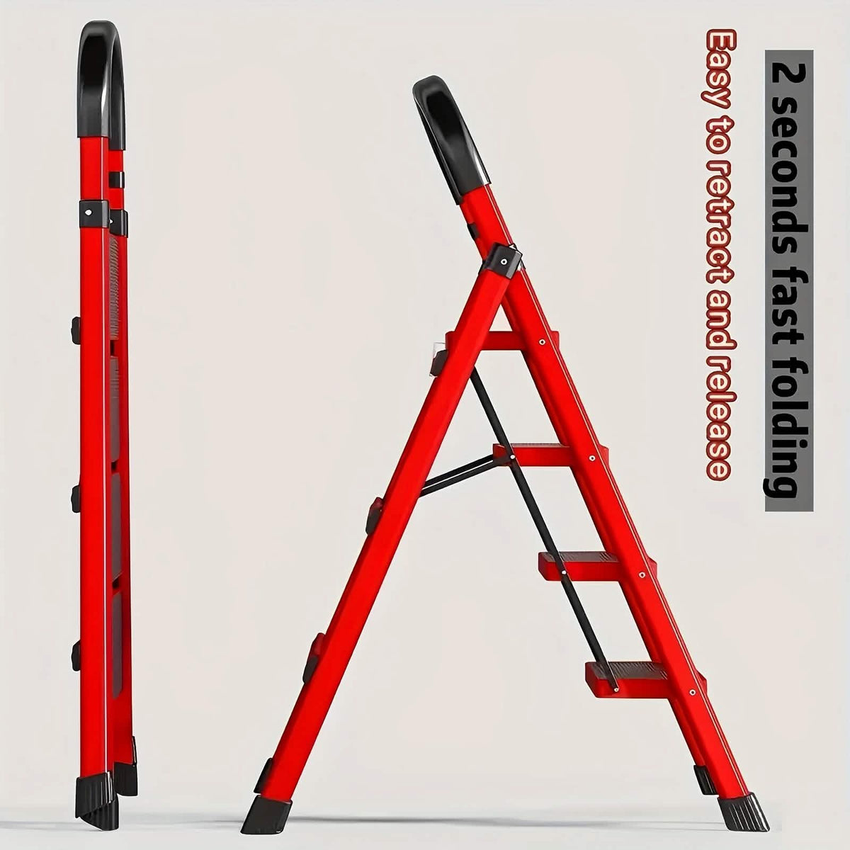 Folding Steel Step Ladder with Handrail – 3 or 4 Step