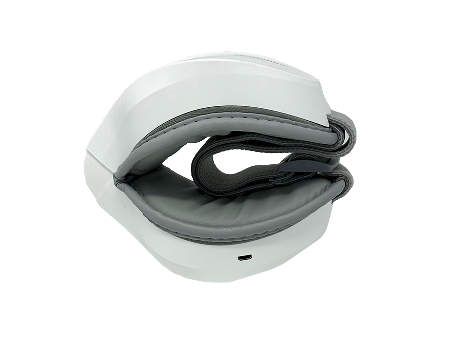 Relaxable heated eye massager on a white background