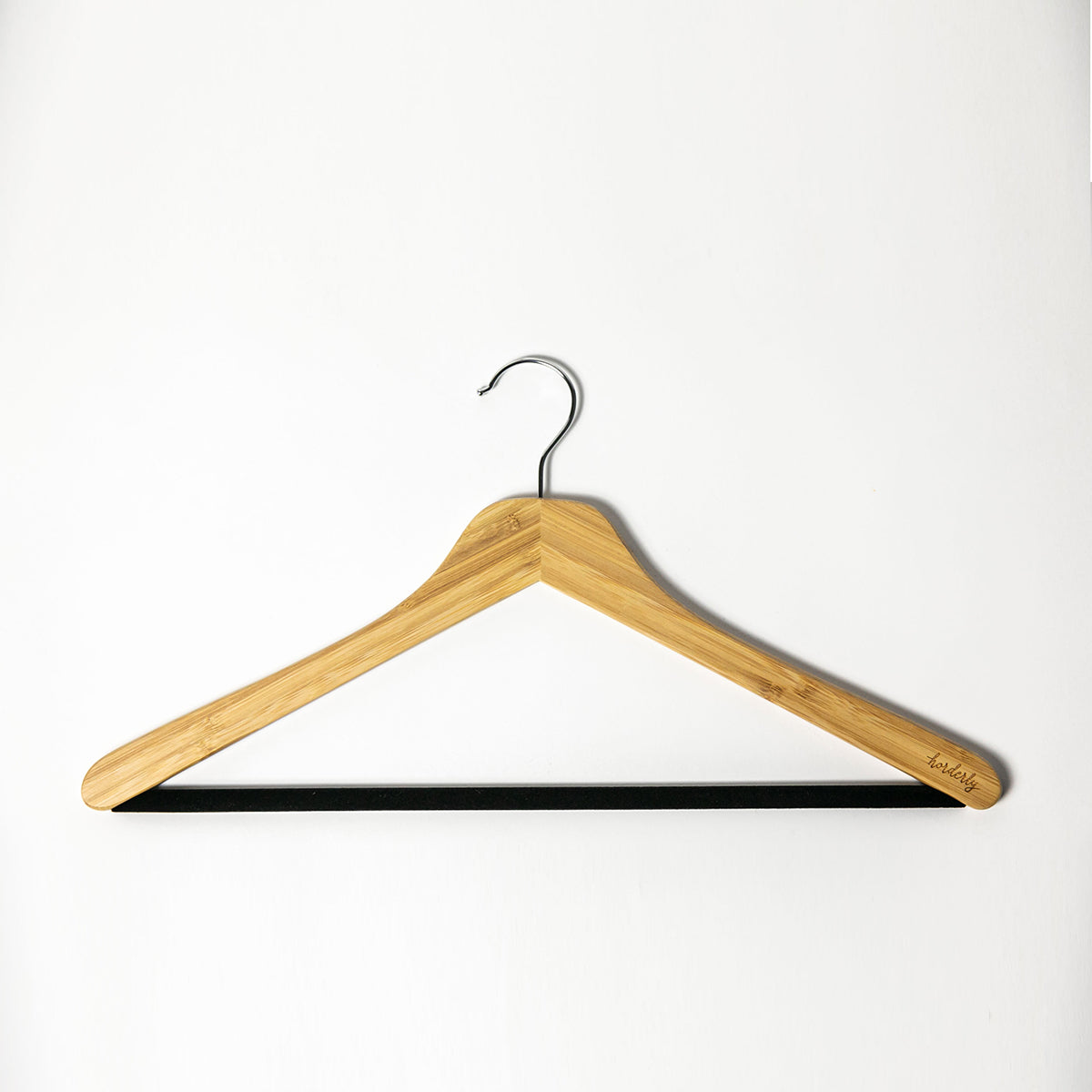 Bamboo hanger with non-slip velvet bar