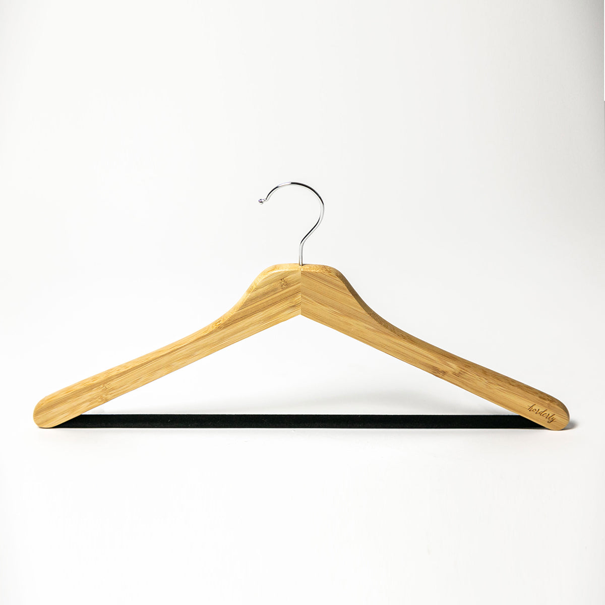 Bamboo hanger with non-slip velvet bar