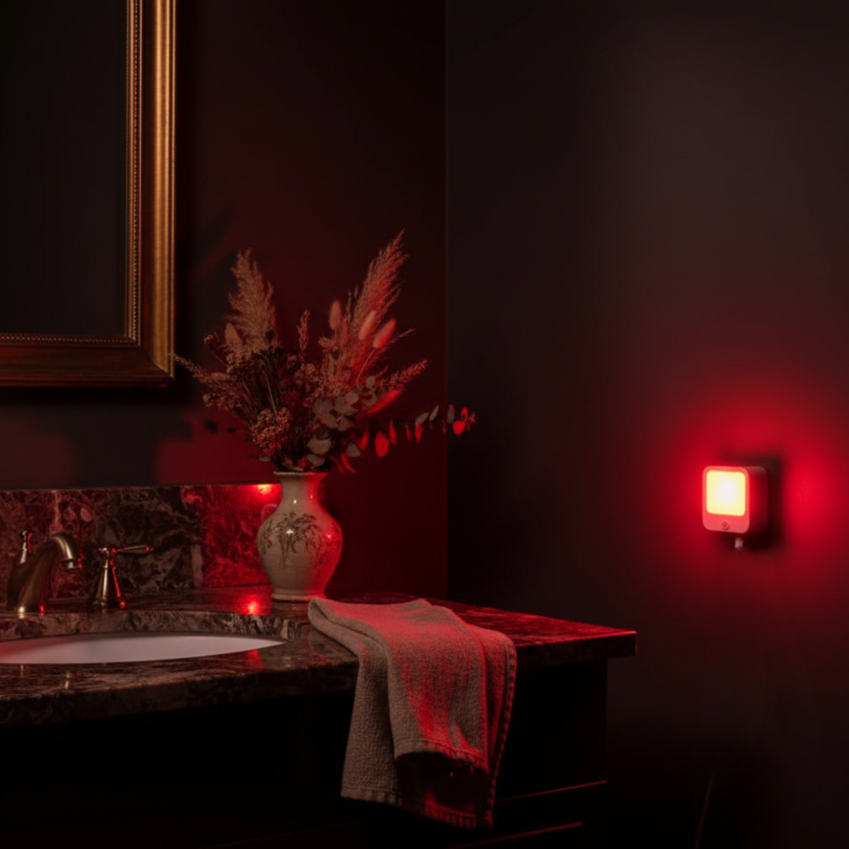 Red Motion-Sensor Night Light, 3 Modes