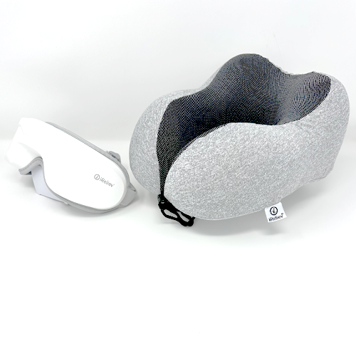 Travel neck pillow included with the eye massager bundle