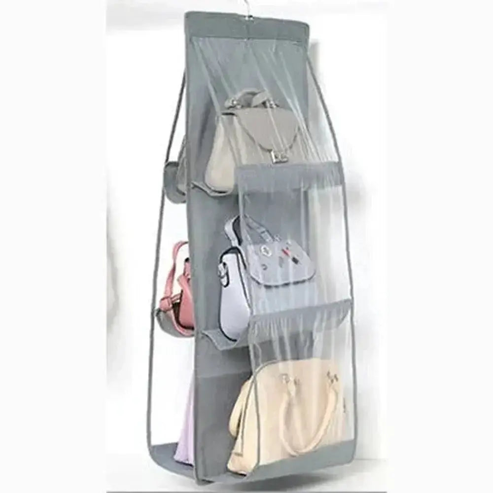 Hanging Handbag Organizer – 6-Grid Closet Storage – image 20