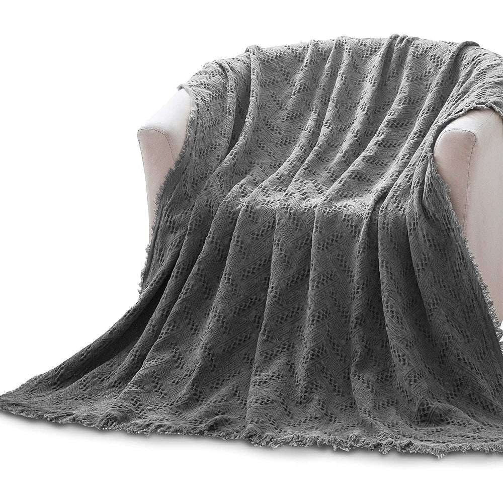 Kasentex 100% Cotton Knit Throw Blanket, 60 × 50 in