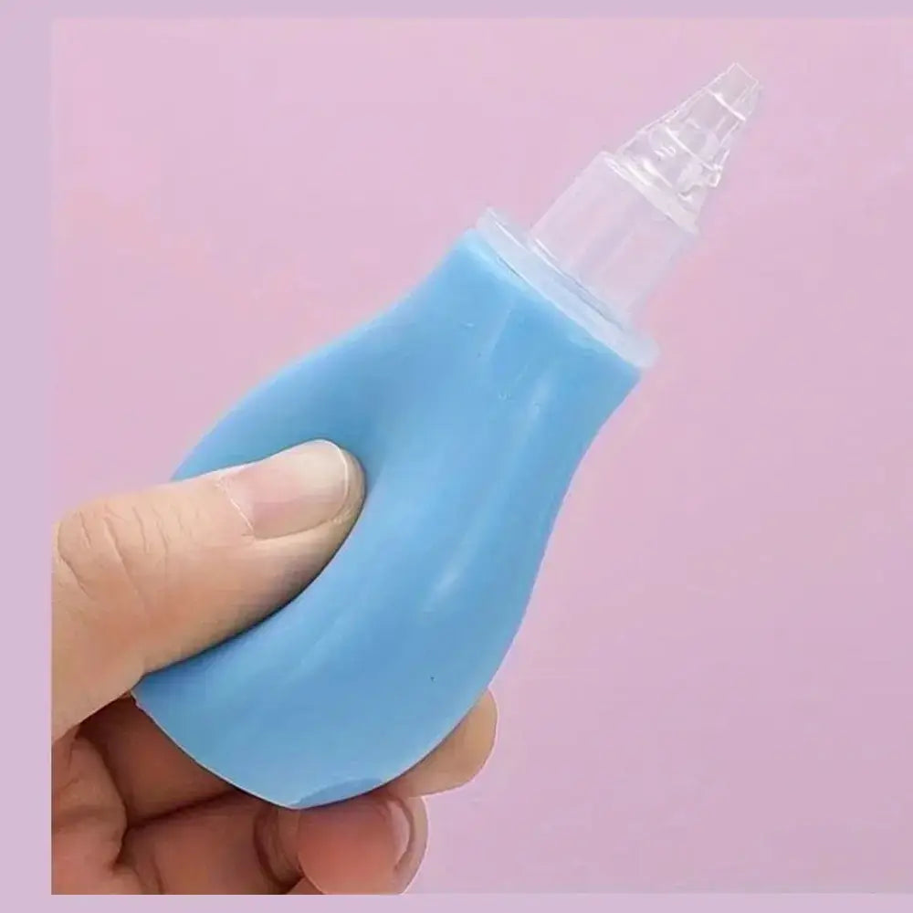 Blue bulb-style nasal aspirator part of the 20-piece baby grooming kit essentials for baby care.