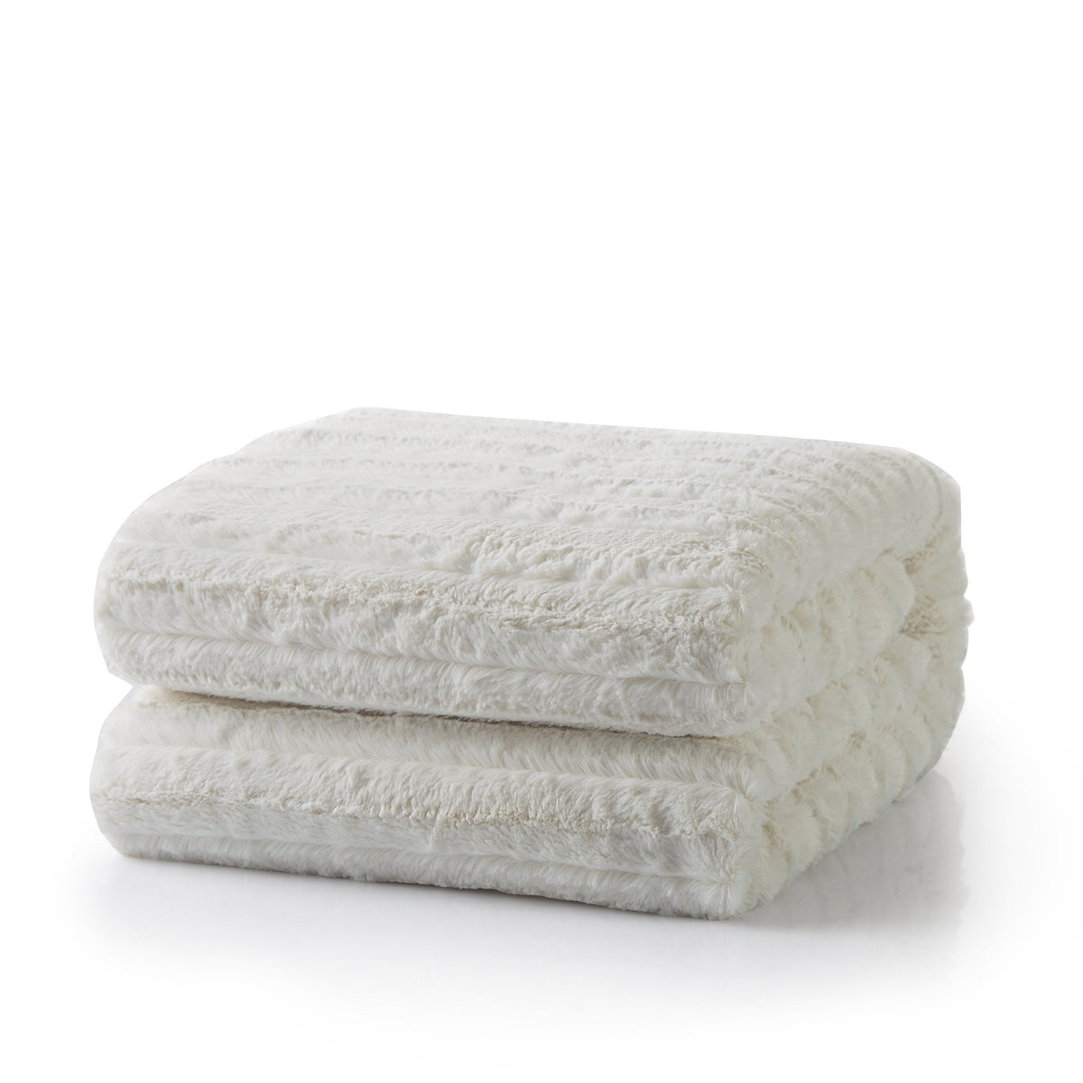 Faux Fur Sherpa Throw Blanket – White Ivory, 3 Sizes