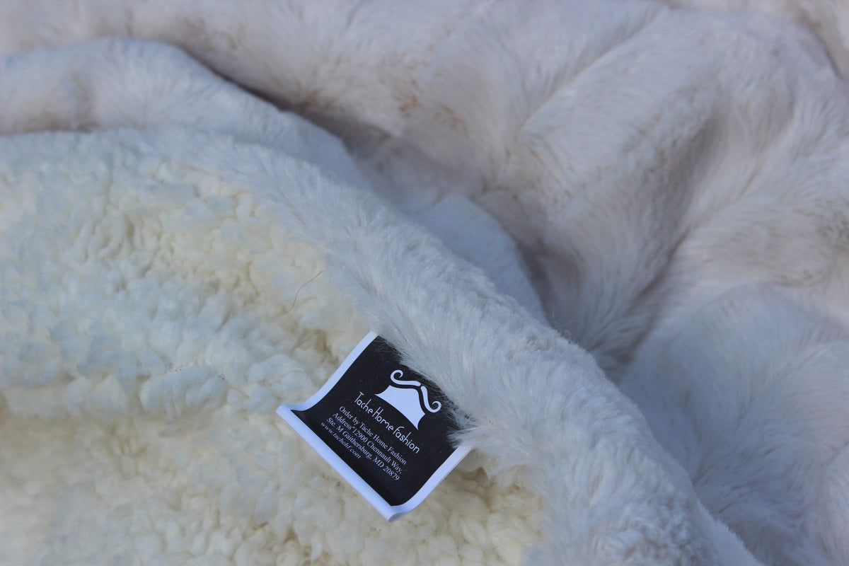 Faux Fur Sherpa Throw Blanket – White Ivory, 3 Sizes