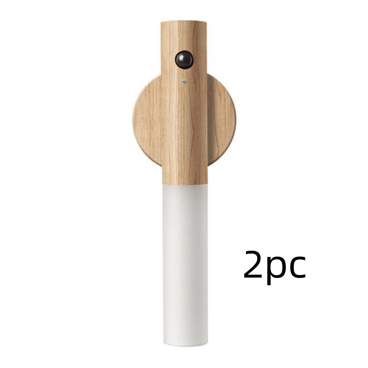 Rechargeable motion sensor night light in white, 2-pack, with wood-grain design and motion sensor
