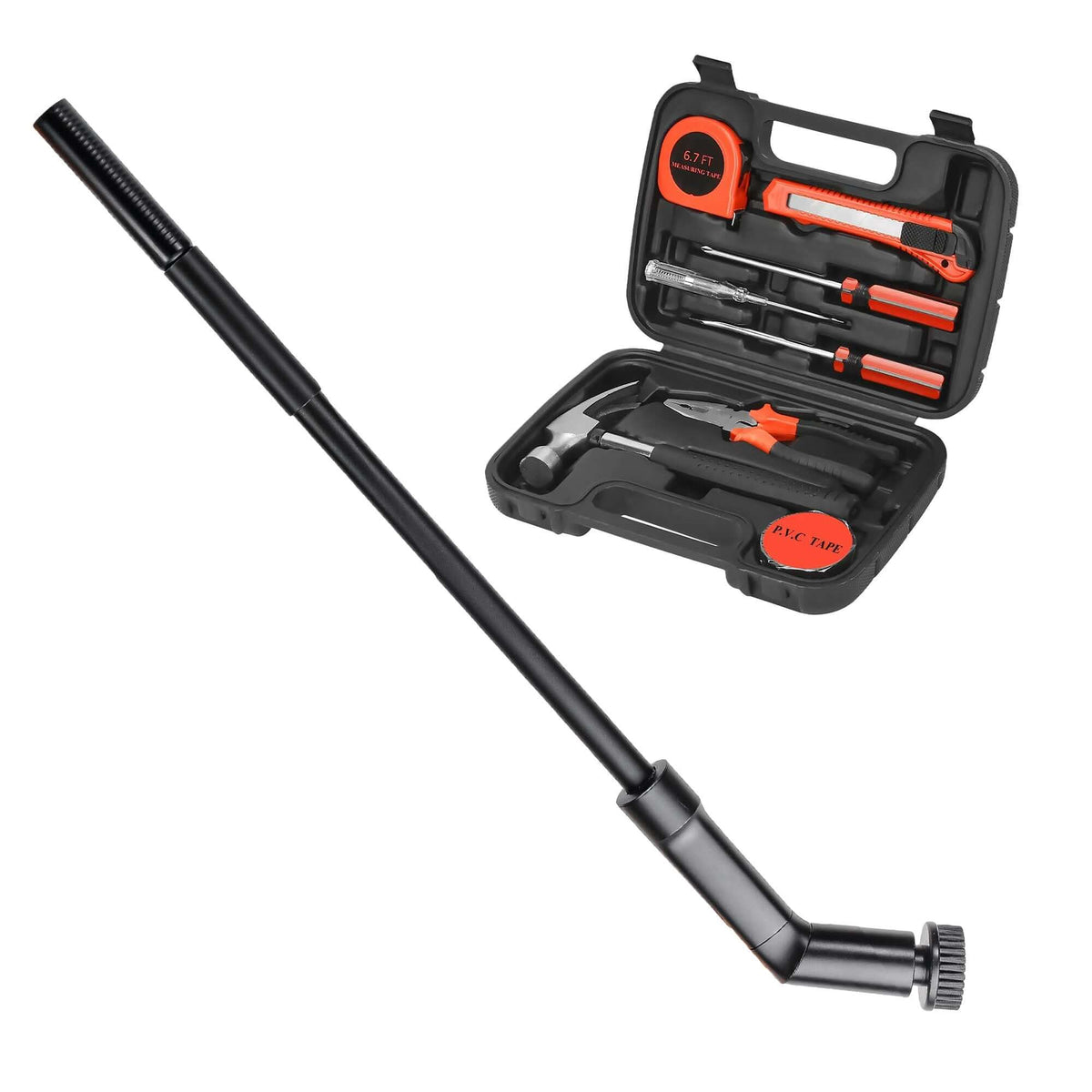 Rechargeable electric scrubber brush with a 9-piece cleaning and repair tool kit bundle.