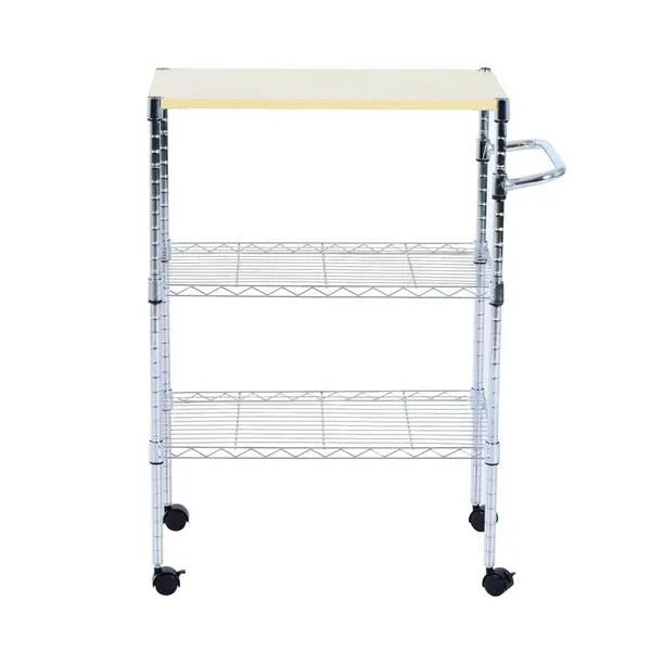 3-tier rolling kitchen cart with drawer and basket on wheels for extra counter space