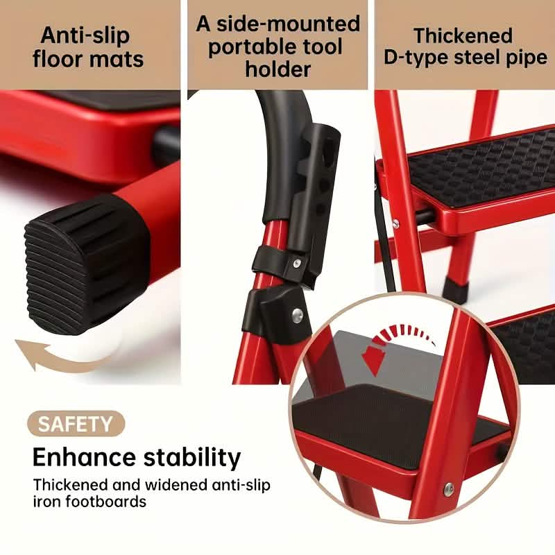 Folding Steel Step Ladder with Handrail – 3 or 4 Step