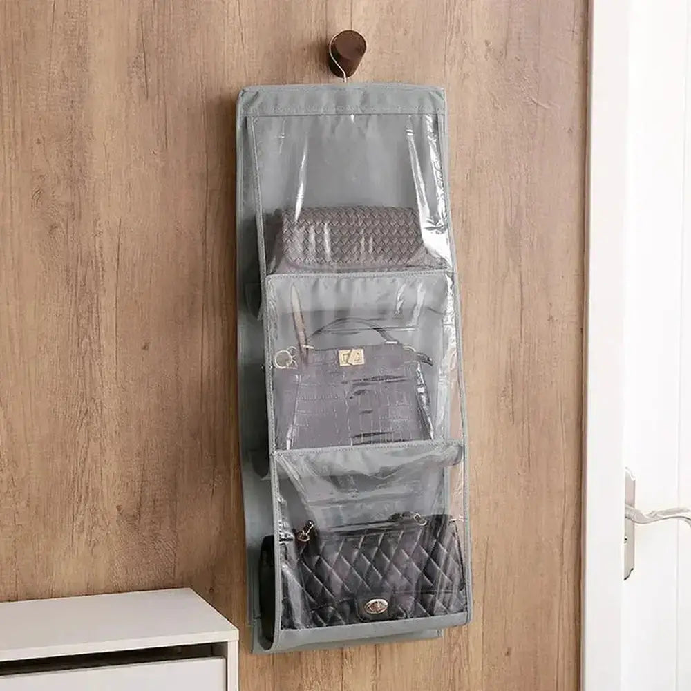 Hanging Handbag Organizer – 6-Grid Closet Storage – image 16