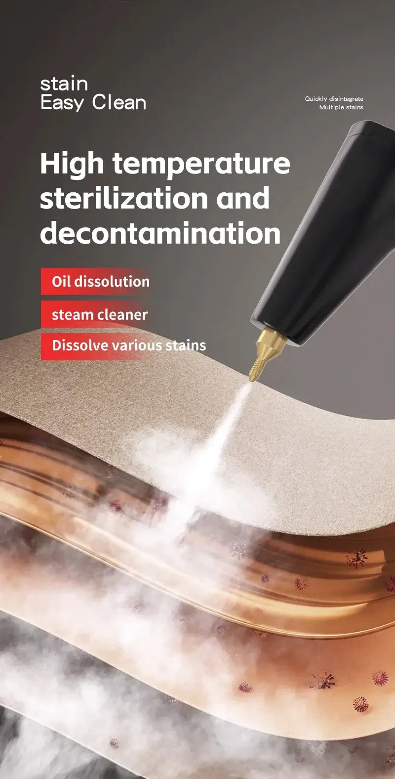1500W Handheld Steam Cleaner, 110V/220V for high temperature sterilization and effective stain removal.