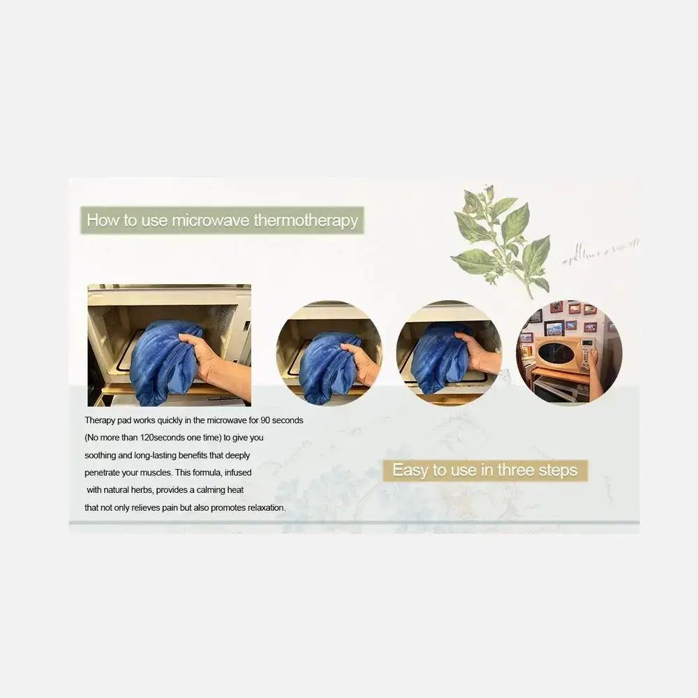 How to use herbal microwavable neck wrap for soothing warmth and relaxation in three easy steps.