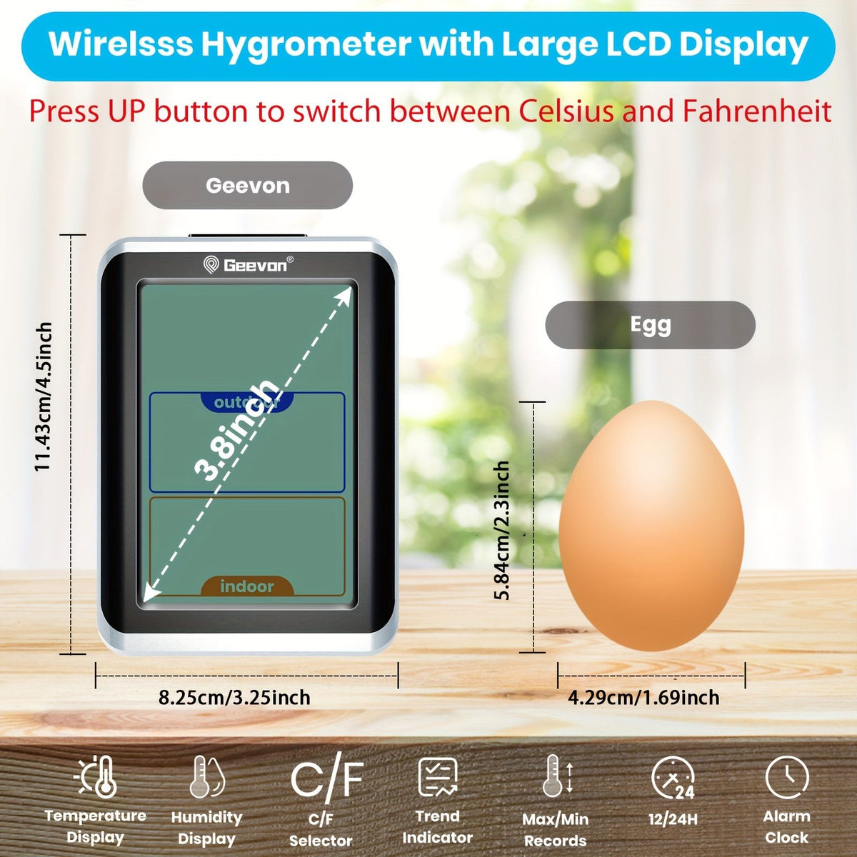 Wireless indoor outdoor thermometer and humidity monitor