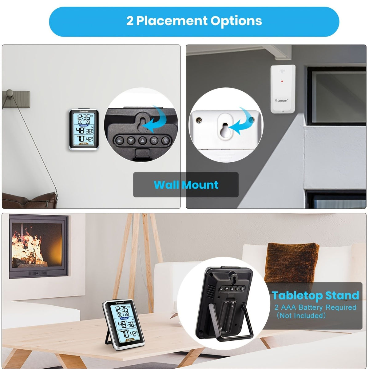 Wireless indoor outdoor thermometer and humidity monitor