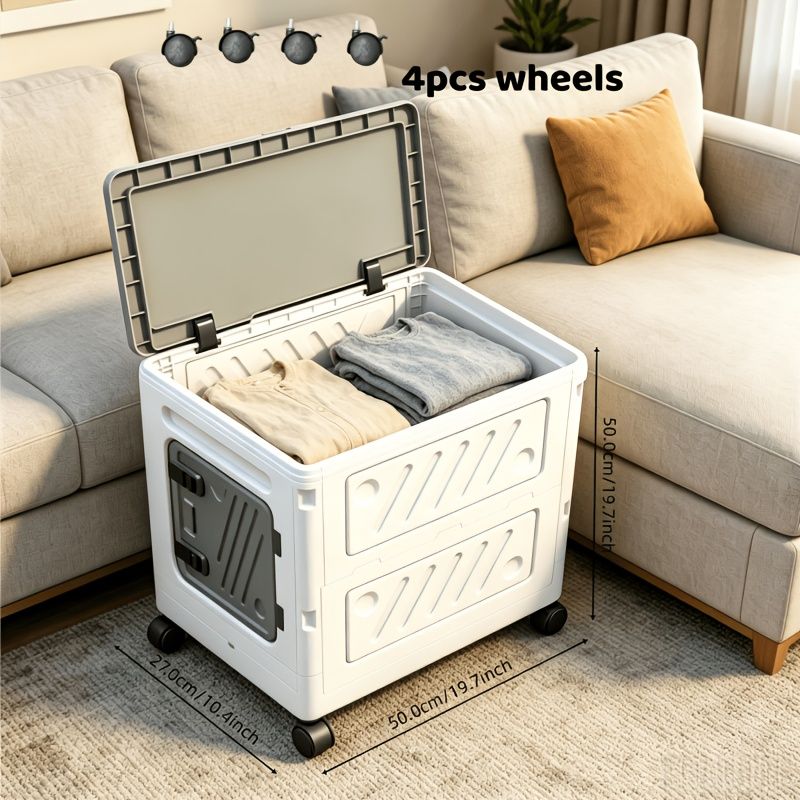 Foldable rolling storage box with wheels