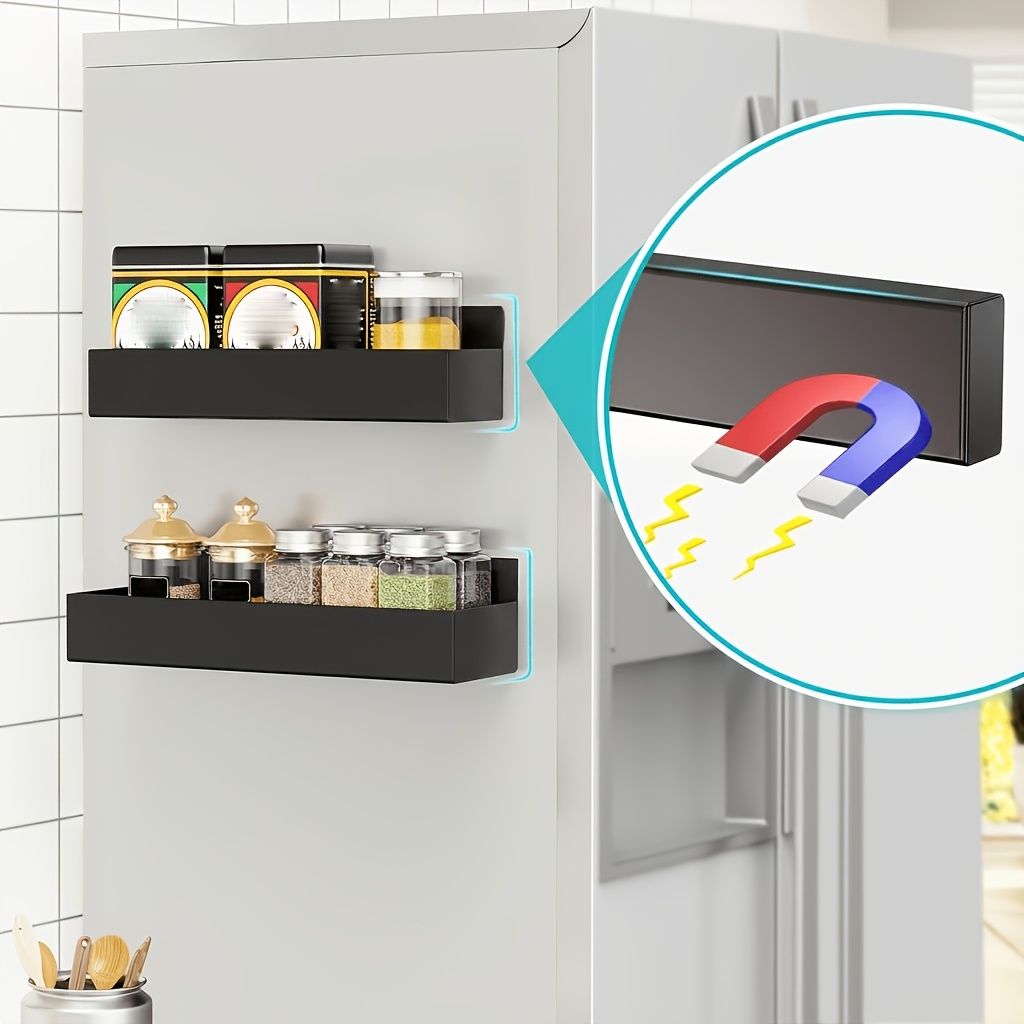 Magnetic fridge side storage rack