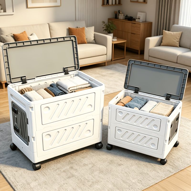 Foldable rolling storage box with wheels