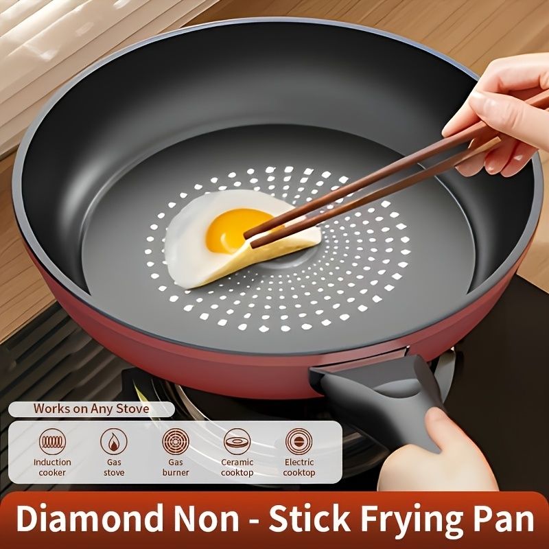 Diamond-pattern nonstick frying pan
