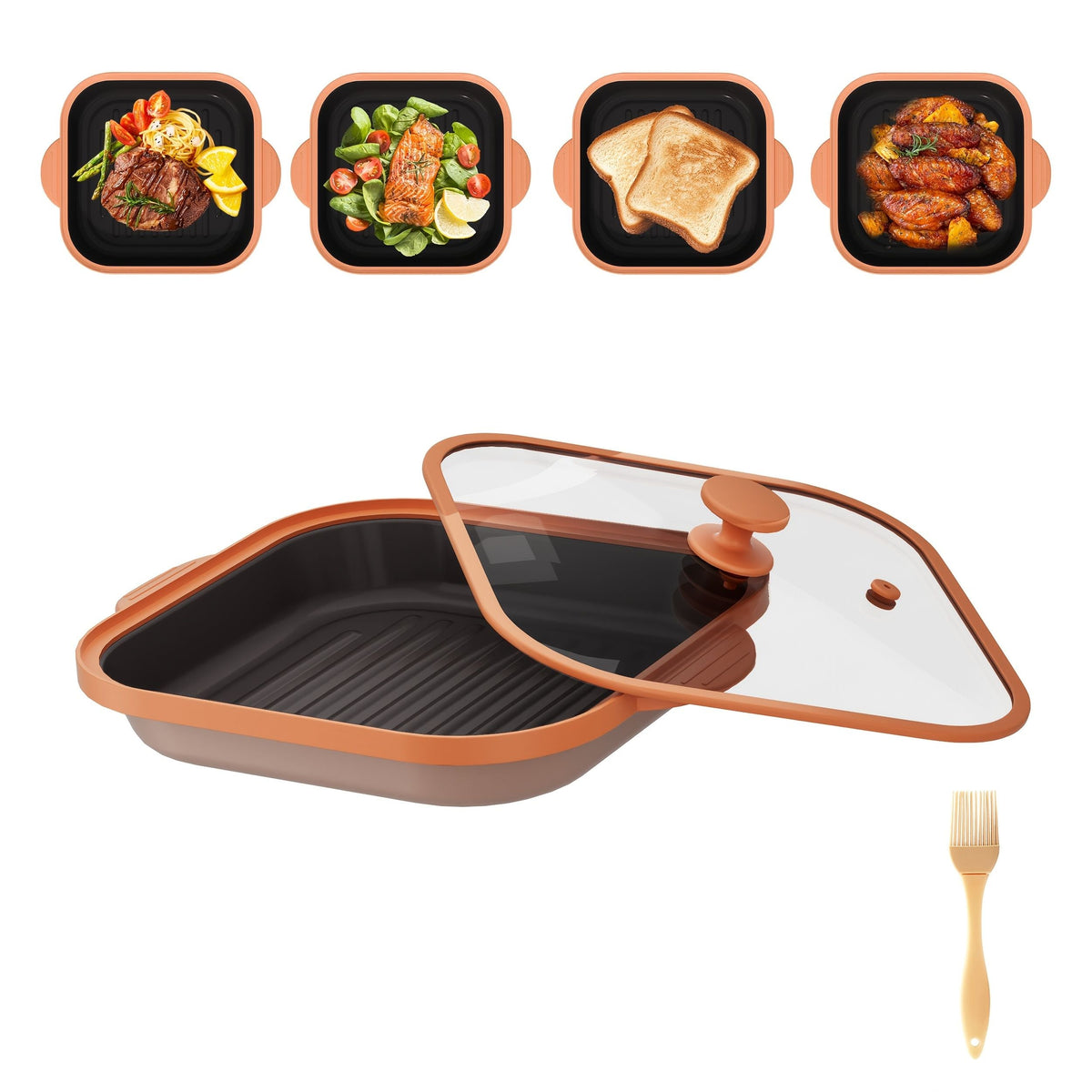 Microwave grill pan with glass lid