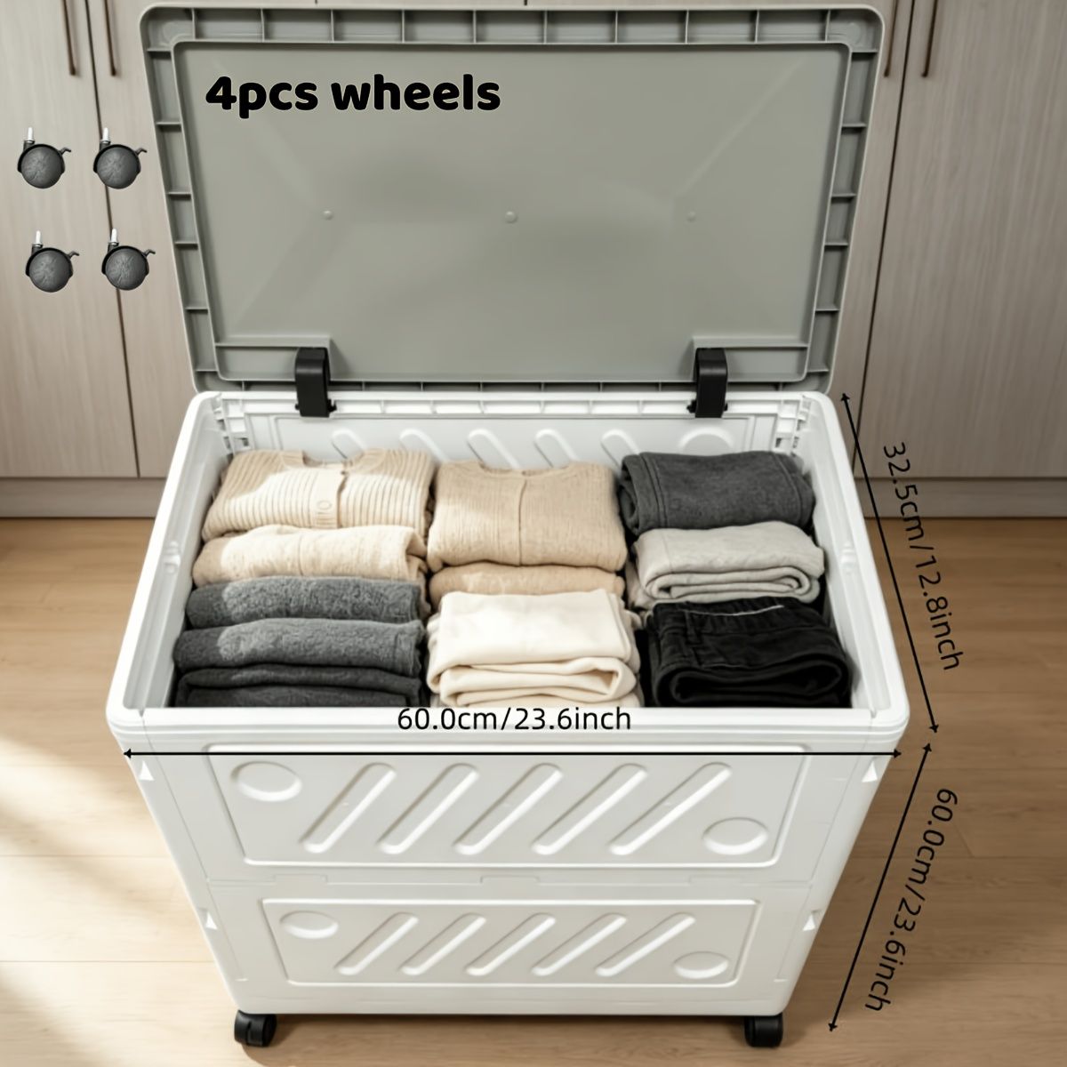 Foldable rolling storage box with wheels