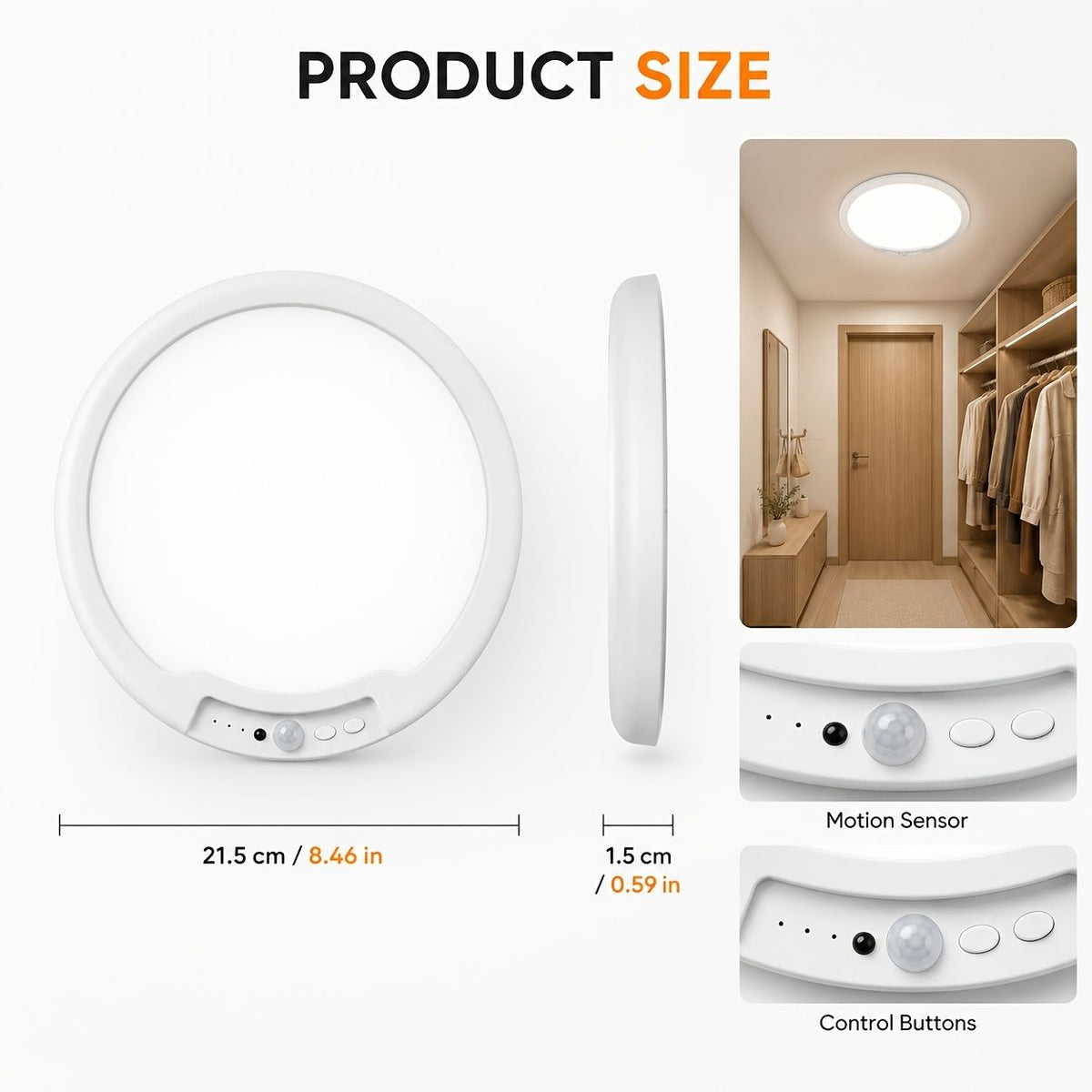 Rechargeable motion sensor LED ceiling light
