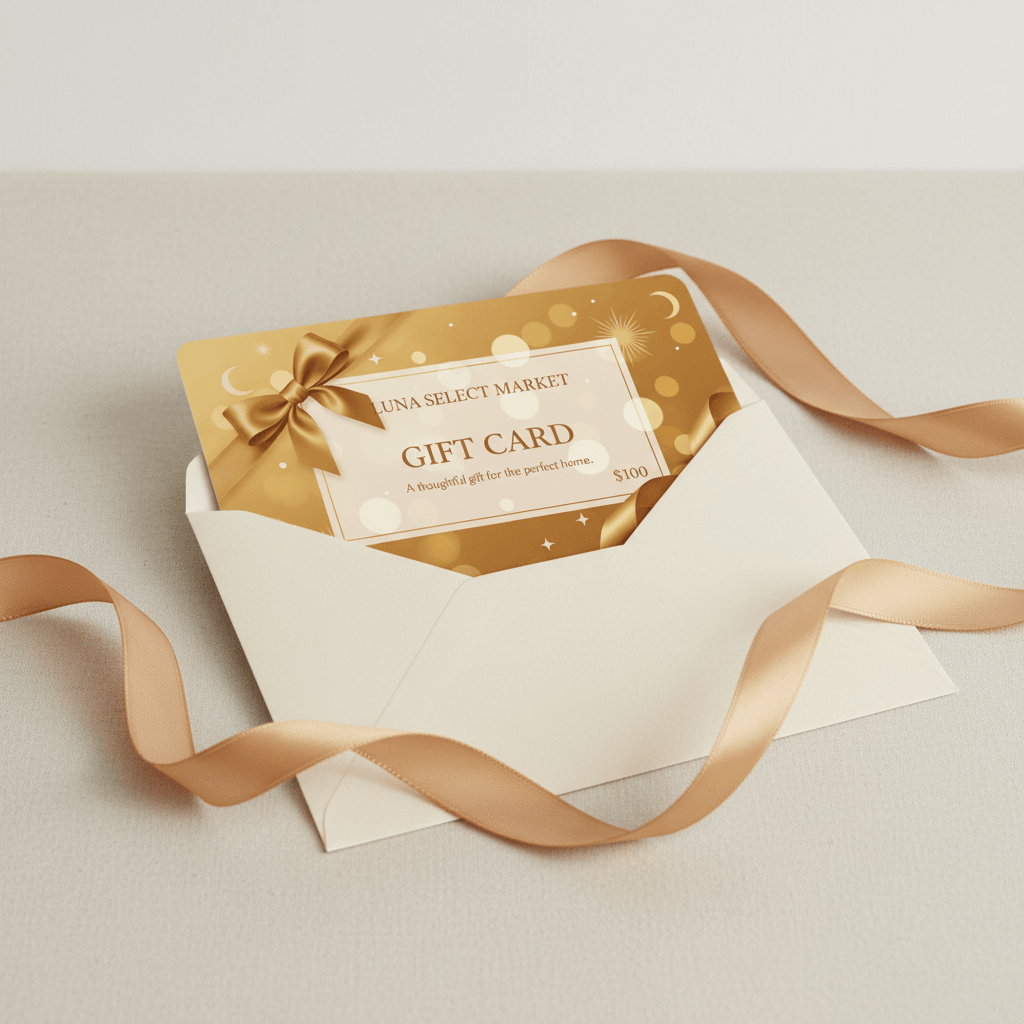 $100 digital gift card for Luna Select Market in an elegant envelope with ribbon.