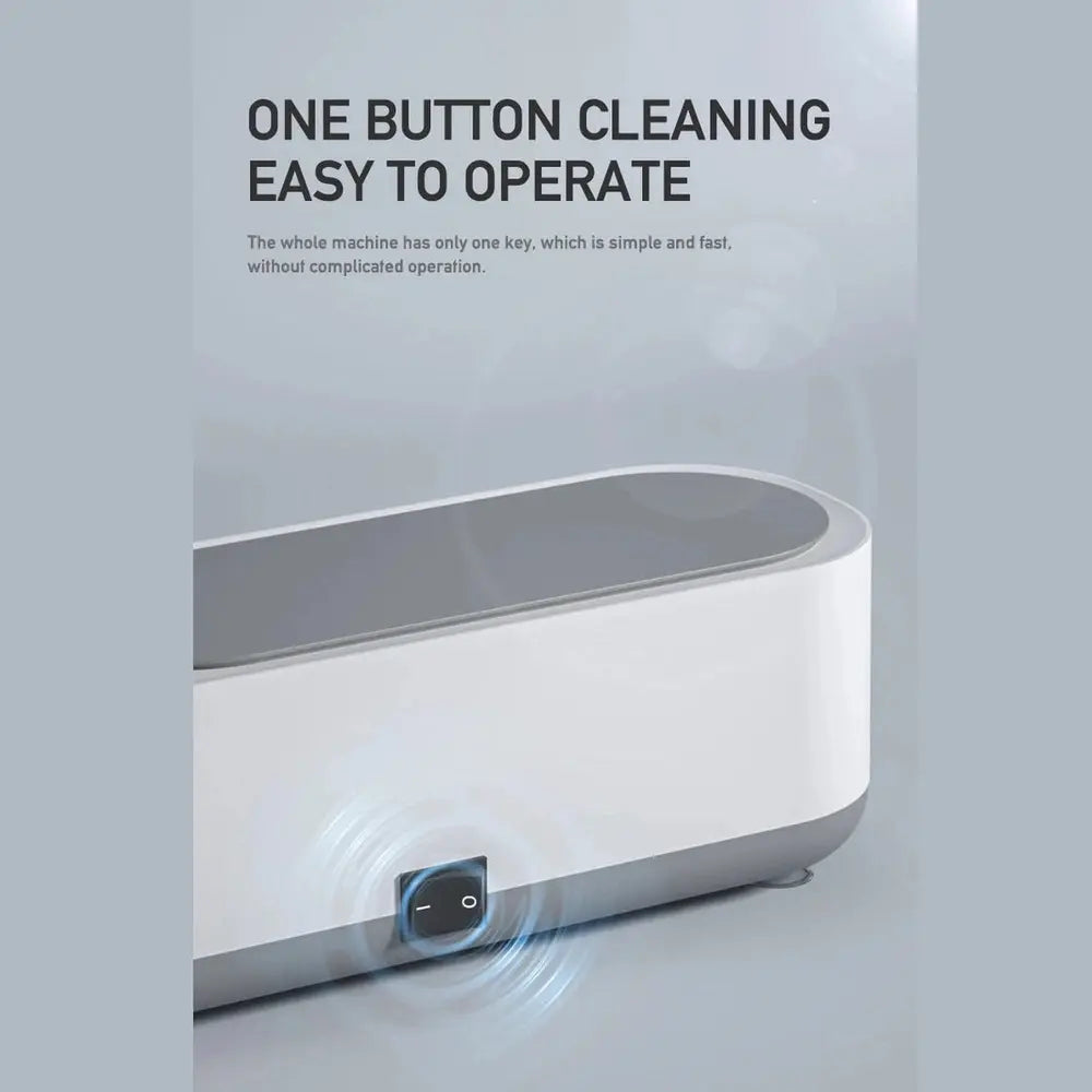 Mini Ultrasonic Jewelry Cleaner full kit displayed with all included accessories