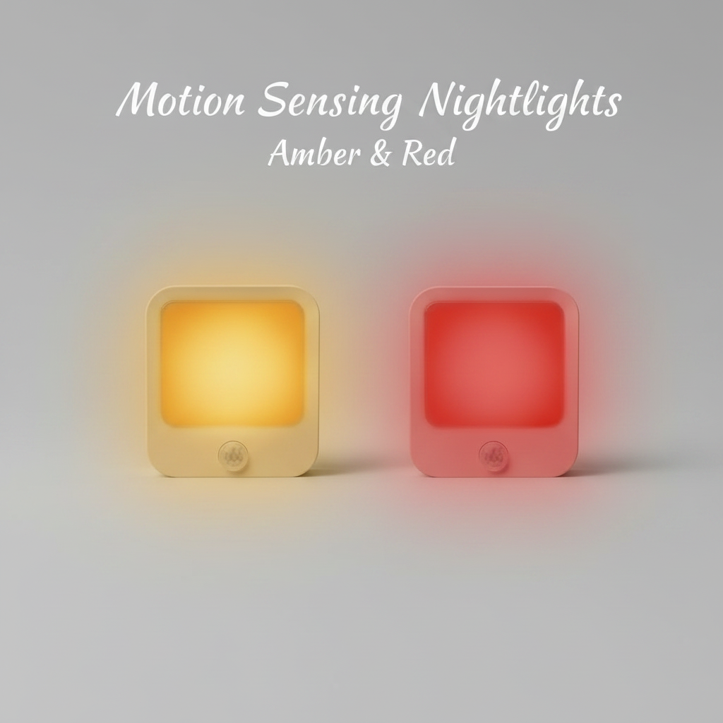 Red Motion-Sensor Night Light, 3 Modes