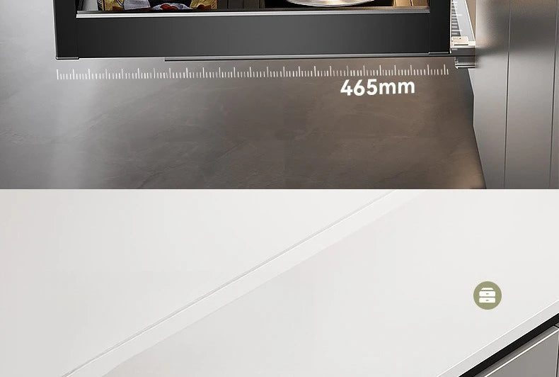 Pull-Out Cabinet Organizer with Sliding Baskets, 600–800 mm with measurement display of 465mm.