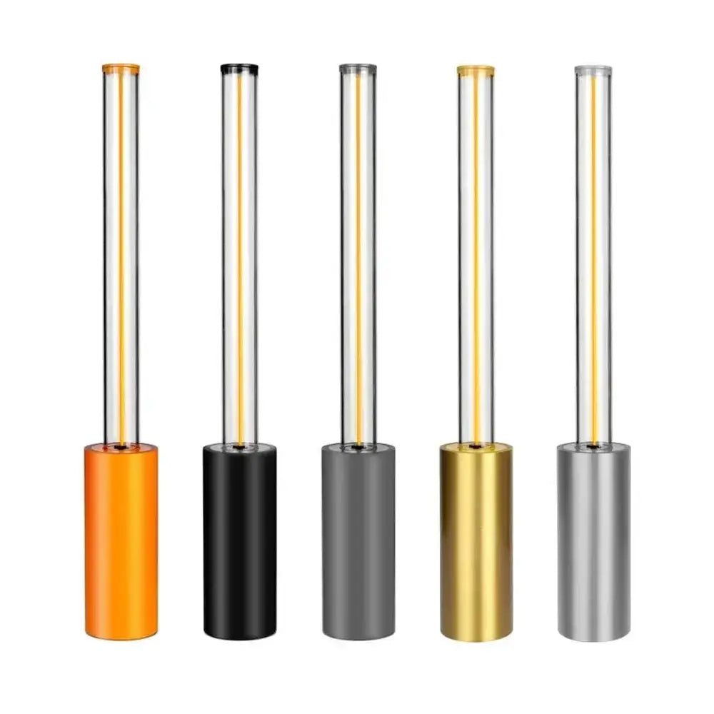 Rechargeable LED night light geometric bar in 5 colors: orange, black, gray, gold, silver with warm glow.