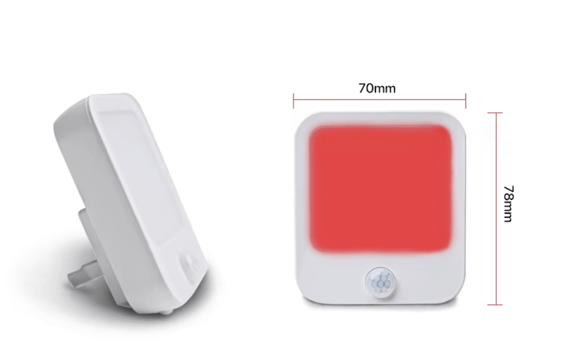 red motion sensor night light with 3 modes and motion sensor, 70mm x 78mm