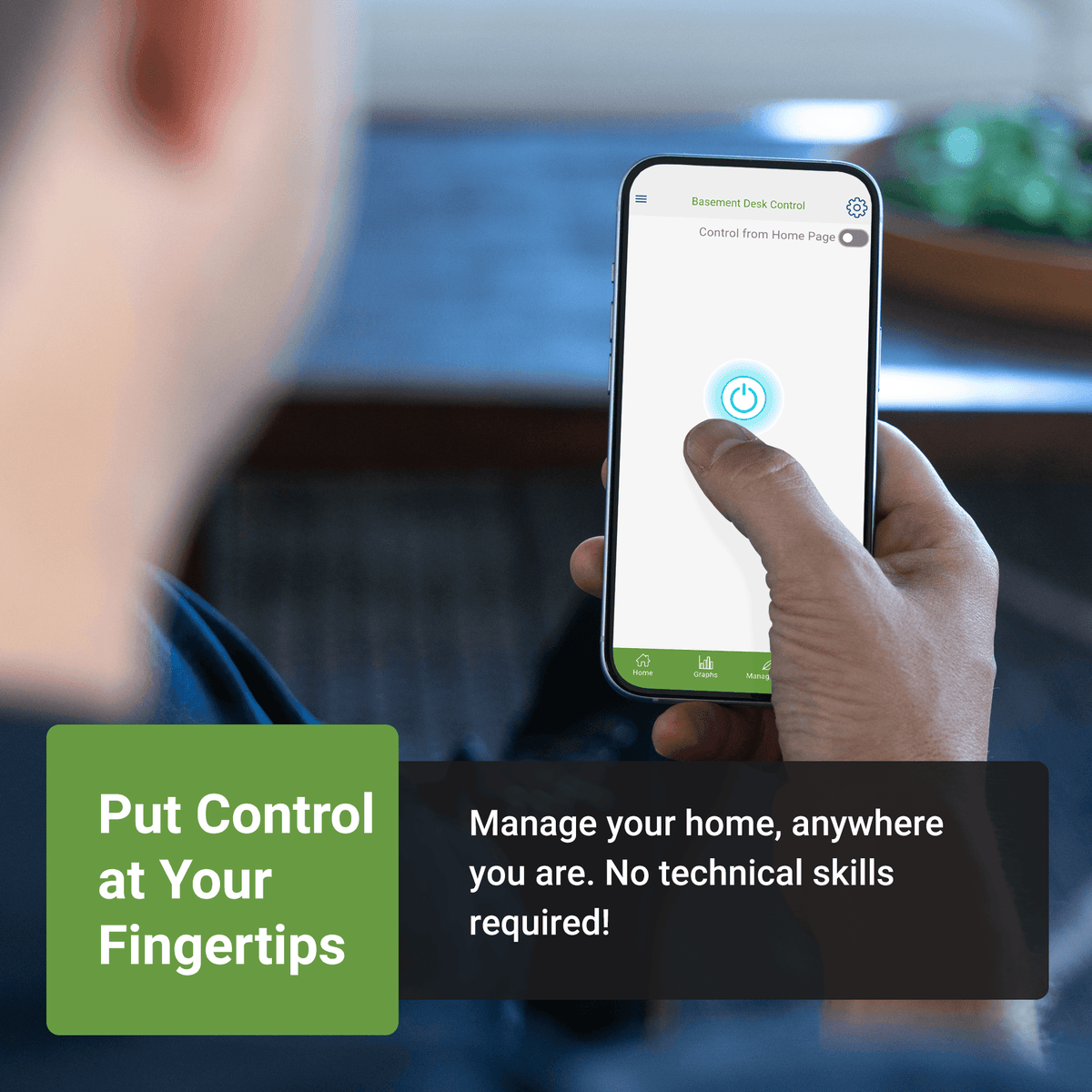 Person using Emporia Energy app to control smart plug with energy monitoring features seamlessly.