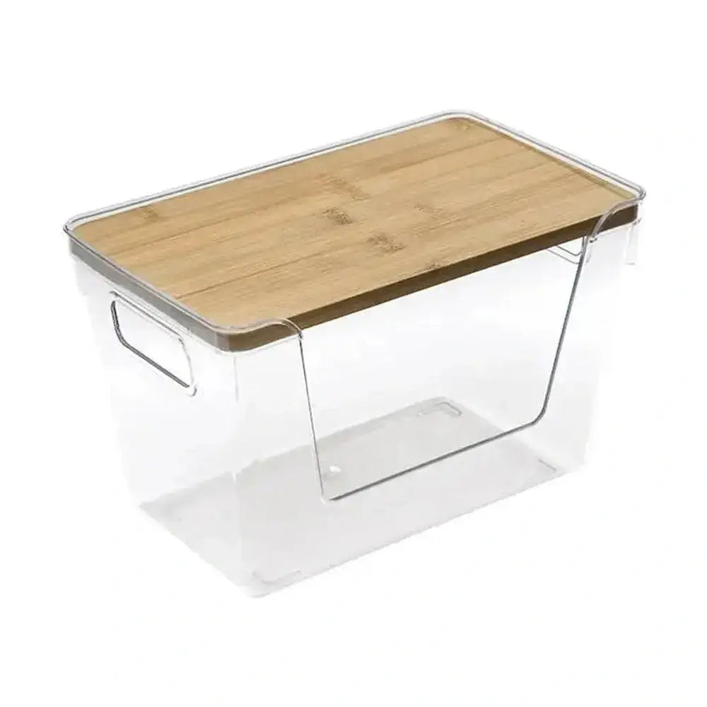 Stackable Pantry Organizer Bins Clear PET Bamboo Lid – image 13