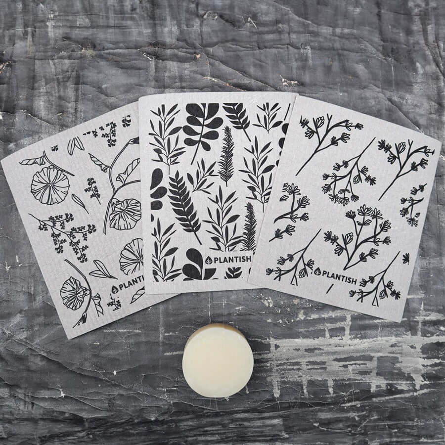 Swedish dishcloths folded and stacked for storage.