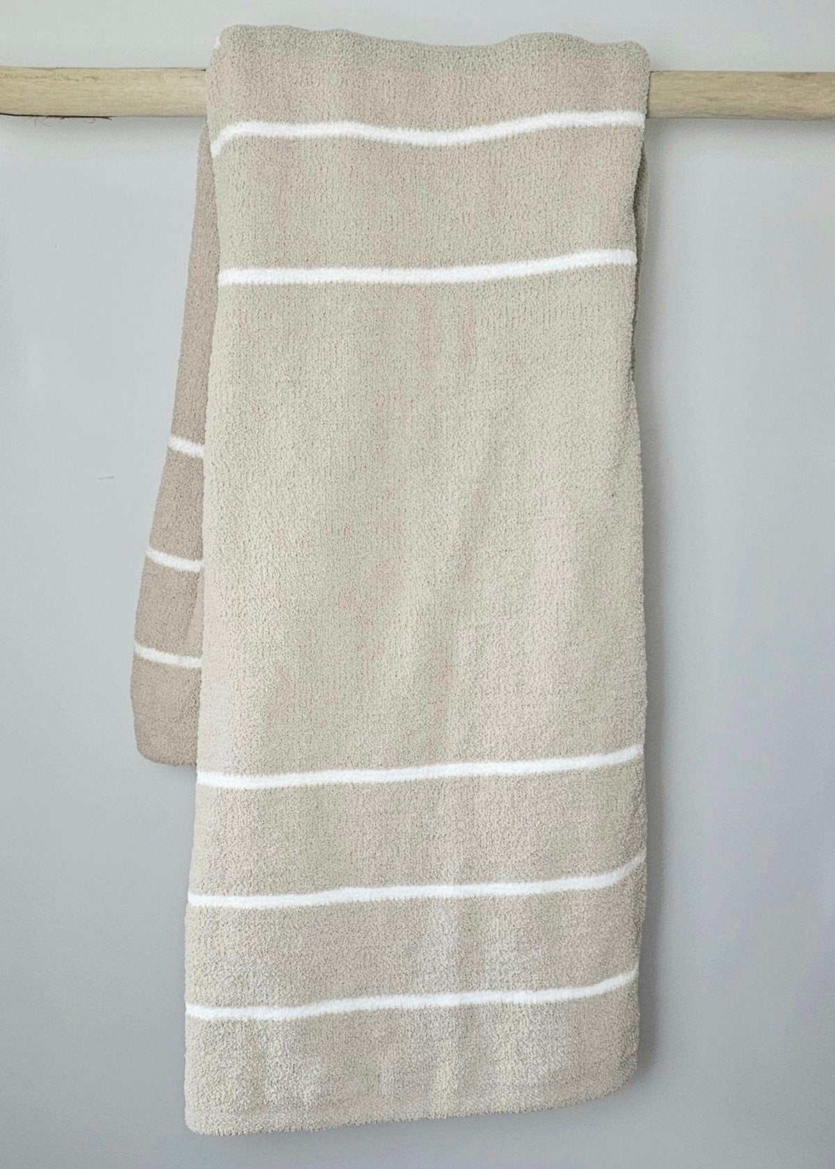 Ultra-plush oversized throw blanket in warm grey stripe – view 10