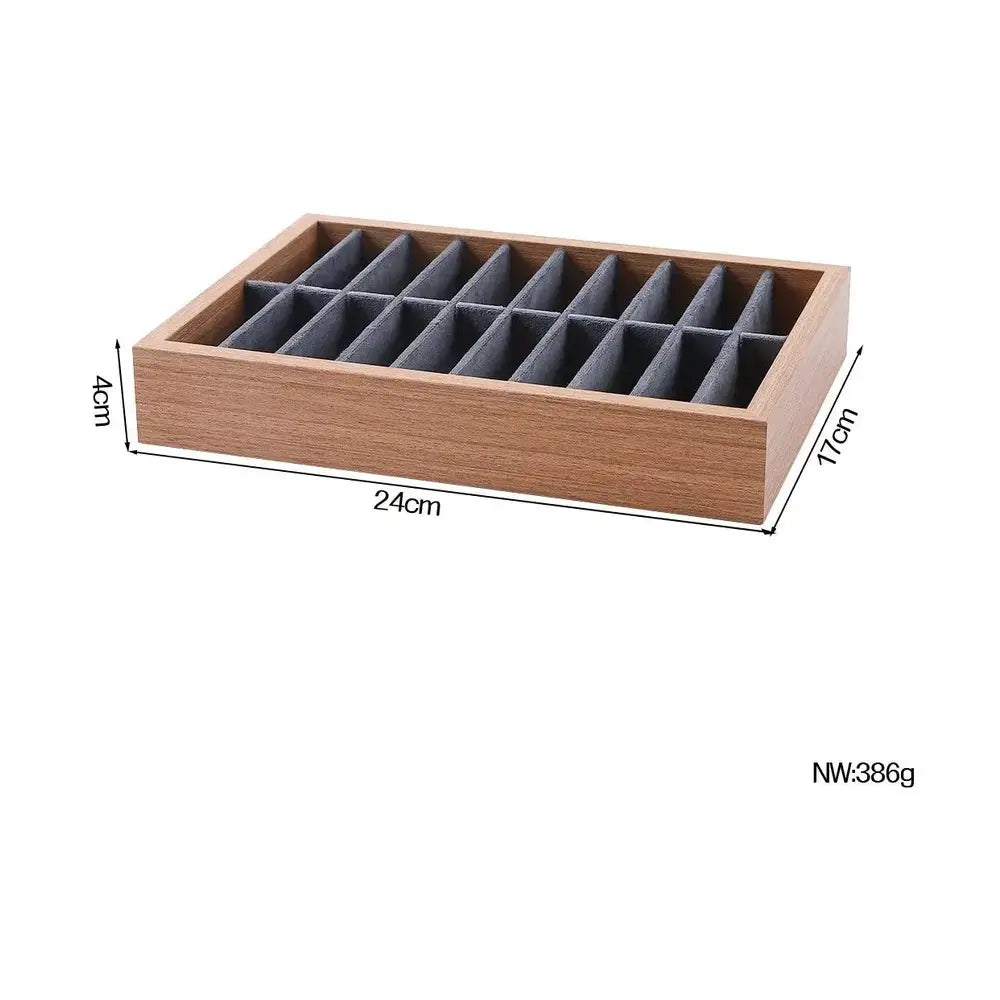 Wooden Velvet Jewelry Tray Organizer | Stackable Drawer Insert – image 25