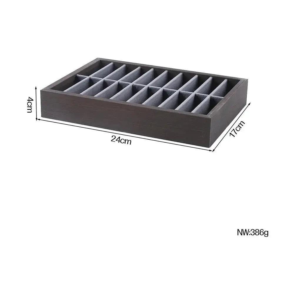 Wooden Velvet Jewelry Tray Organizer | Stackable Drawer Insert
