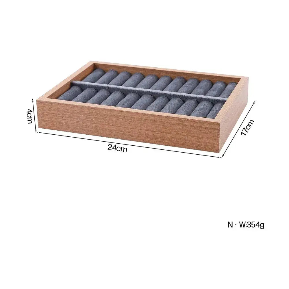 Wooden Velvet Jewelry Tray Organizer | Stackable Drawer Insert – image 10