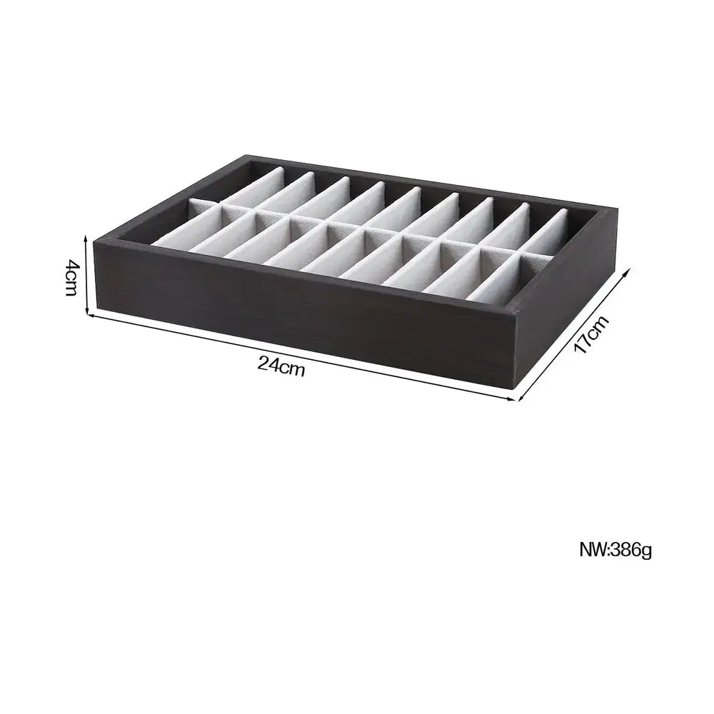 Wooden Velvet Jewelry Tray Organizer | Stackable Drawer Insert – image 20
