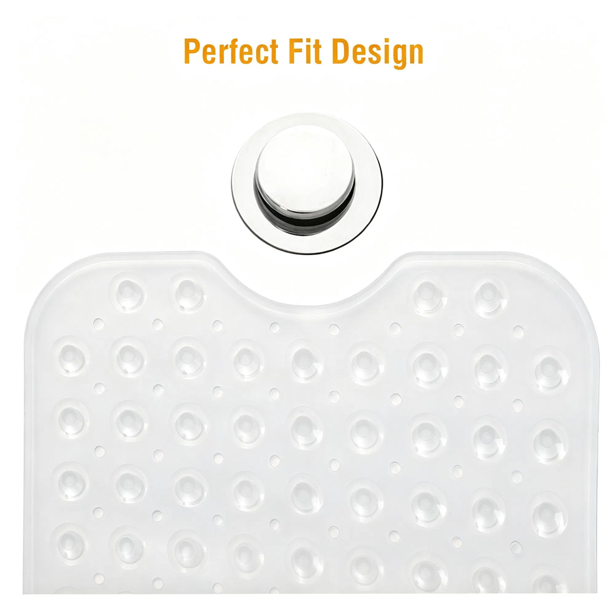 non-slip tub mat with suction cups showing suction cup detail and pebble texture surface