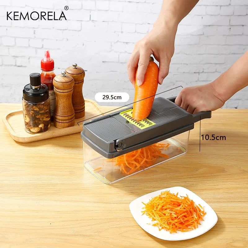 14/16-in-1 Multifunctional Vegetable Chopper & Onion Dicer – Stainless Steel Blades, 12/14/16 Functions – Kitchen Tools
