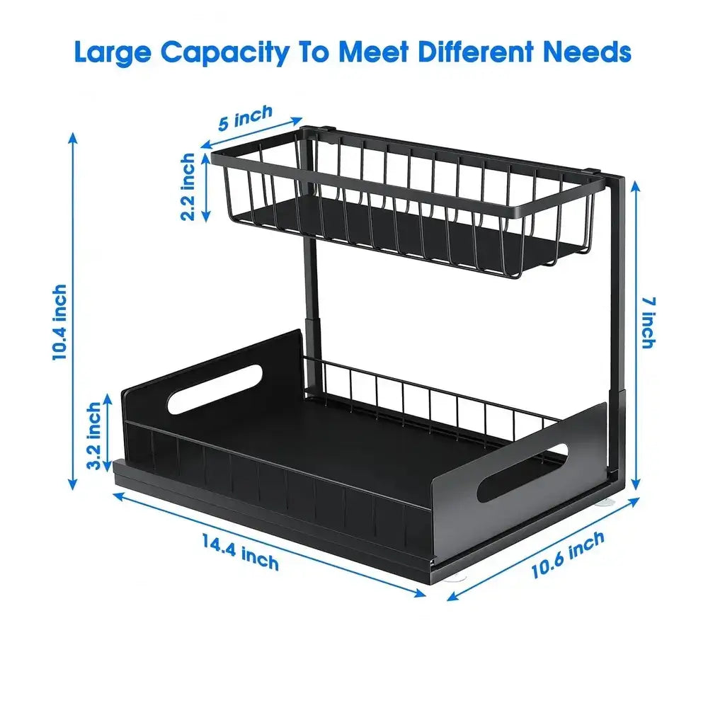Under Sink Organizer – 2-Tier Sliding Pull-Out Cabinet Basket for Kitchen & Bathroom – Cabinet Organizer