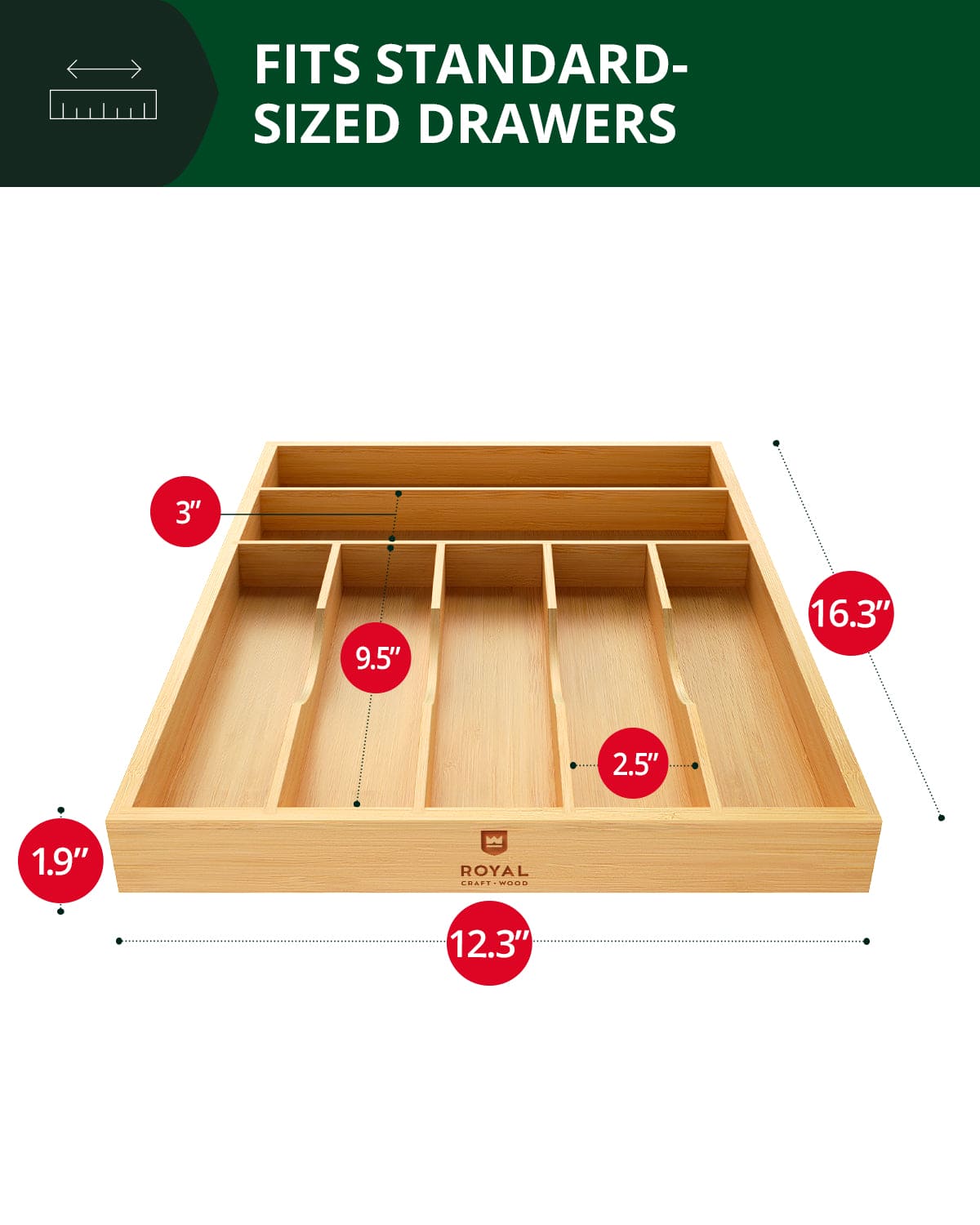 Natural Silverware Drawer Organizer by Royal Craft Wood